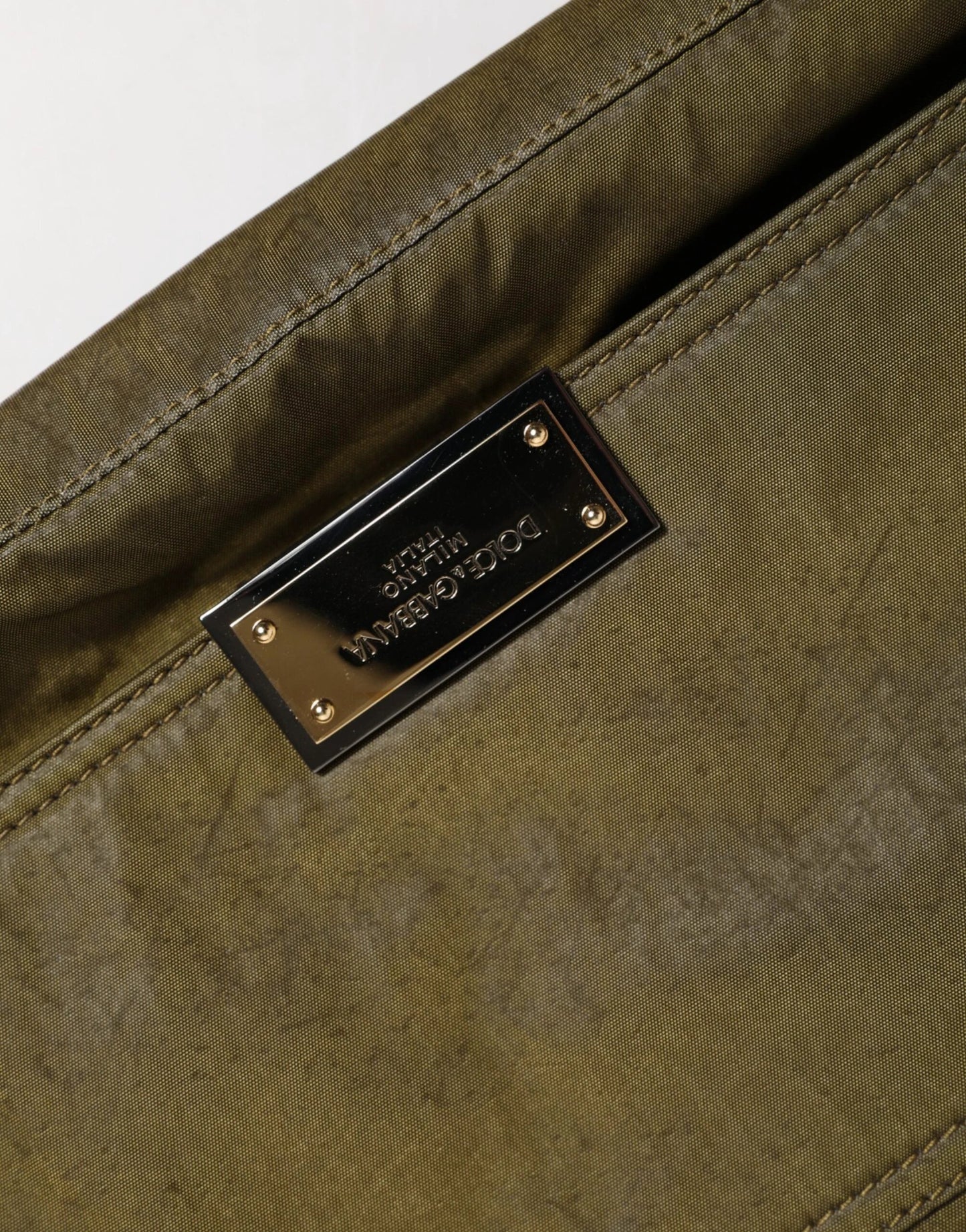 Dolce & Gabbana Dark Green Nylon Logo Plaque Shoulder Strap Borse Bag by Dolce & Gabbana