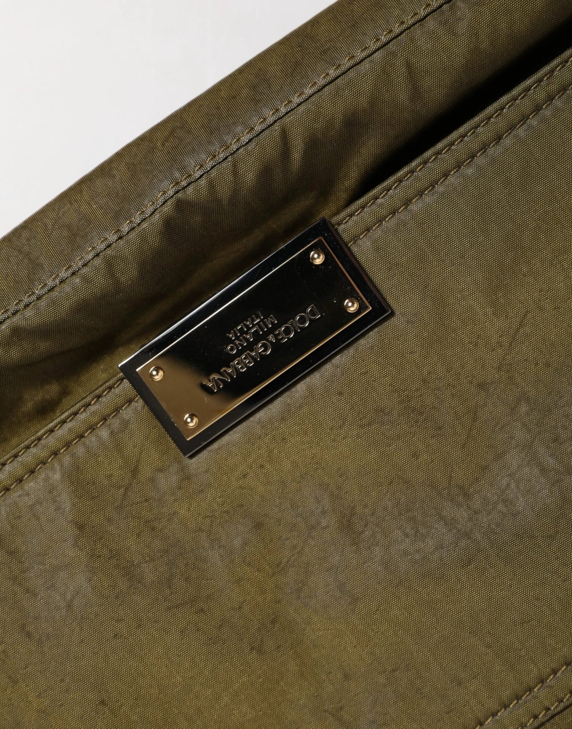 Dolce & Gabbana Dark Green Nylon Logo Plaque Shoulder Strap Borse Bag by Dolce & Gabbana