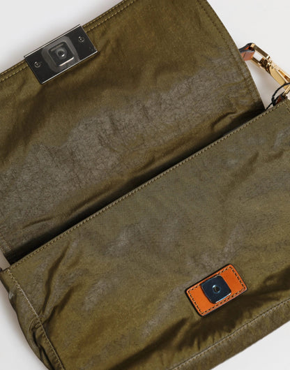 Dolce & Gabbana Dark Green Nylon Logo Plaque Shoulder Strap Borse Bag by Dolce & Gabbana