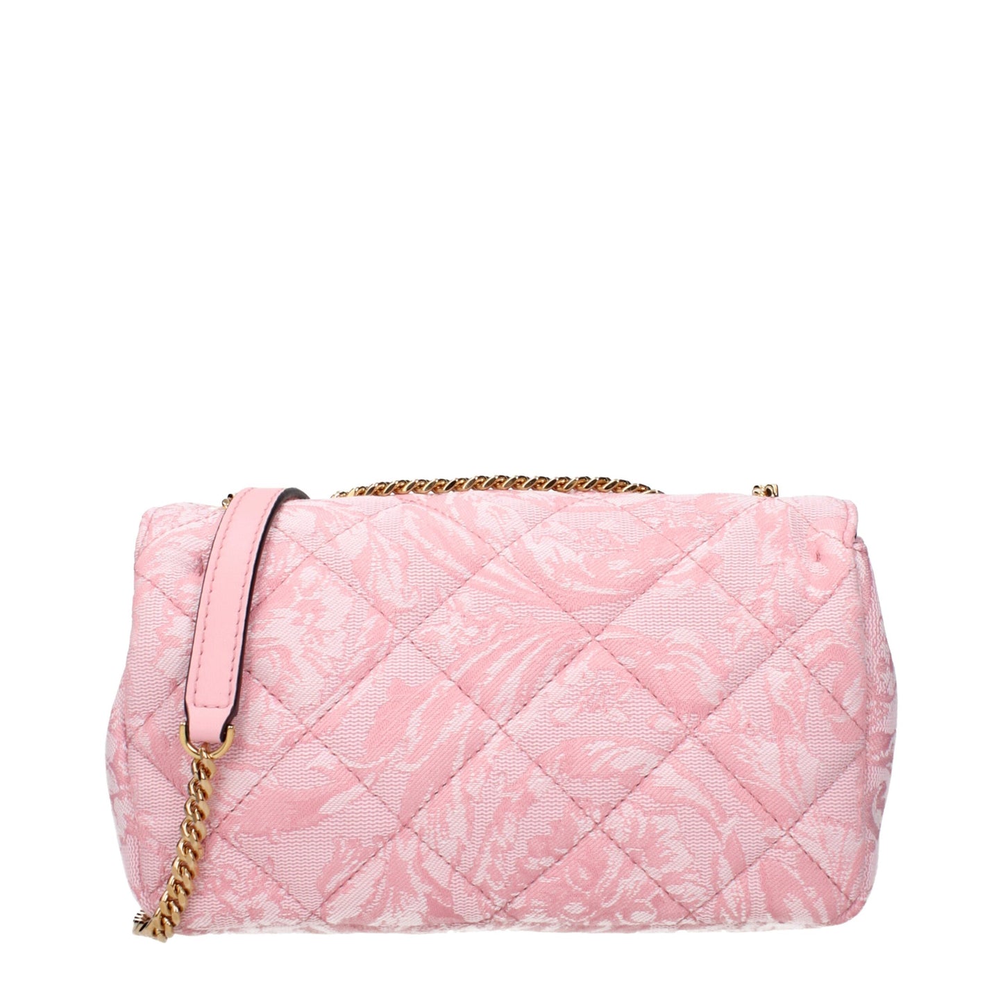 Versace – Sac Épaule en Tissu Rose | Détail Frontal Iconique | Femme Luxe