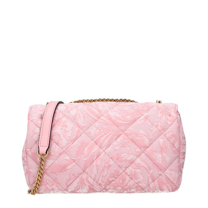 Versace – Sac Épaule en Tissu Rose | Détail Frontal Iconique | Femme Luxe
