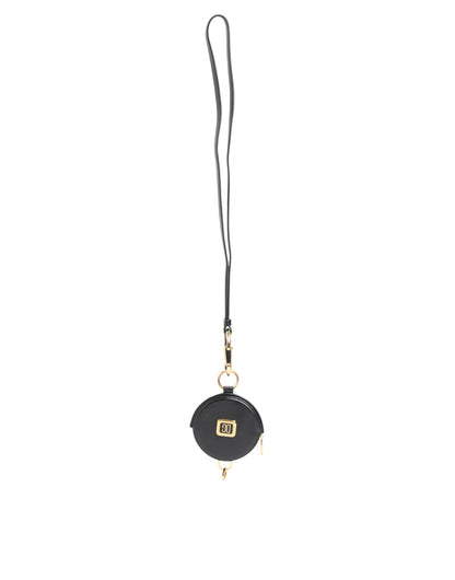 Porte-monnaie rond Dolce & Gabbana en cuir de veau noir avec cordon – SMY11036