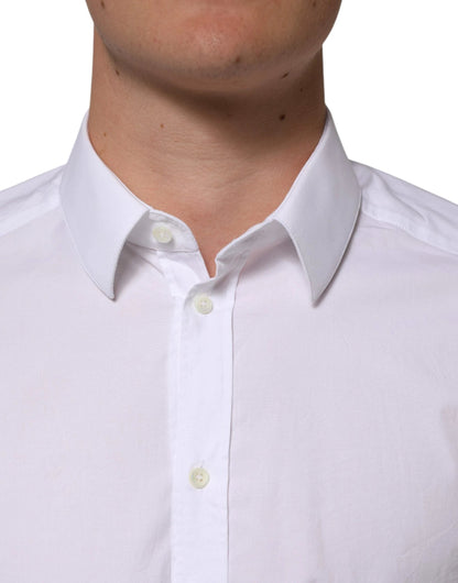 Dolce & Gabbana White Cotton GOLD Long Sleeves Formal Men Shirt by Dolce & Gabbana