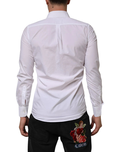Dolce & Gabbana White Cotton MARTINI Long Sleeve Dress Shirt by Dolce & Gabbana