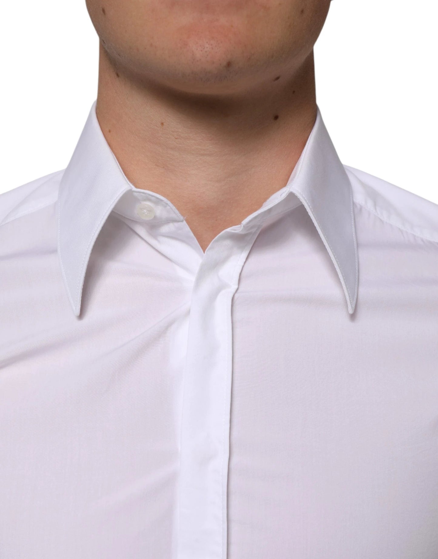 Dolce & Gabbana White Cotton MARTINI Long Sleeve Dress Shirt by Dolce & Gabbana
