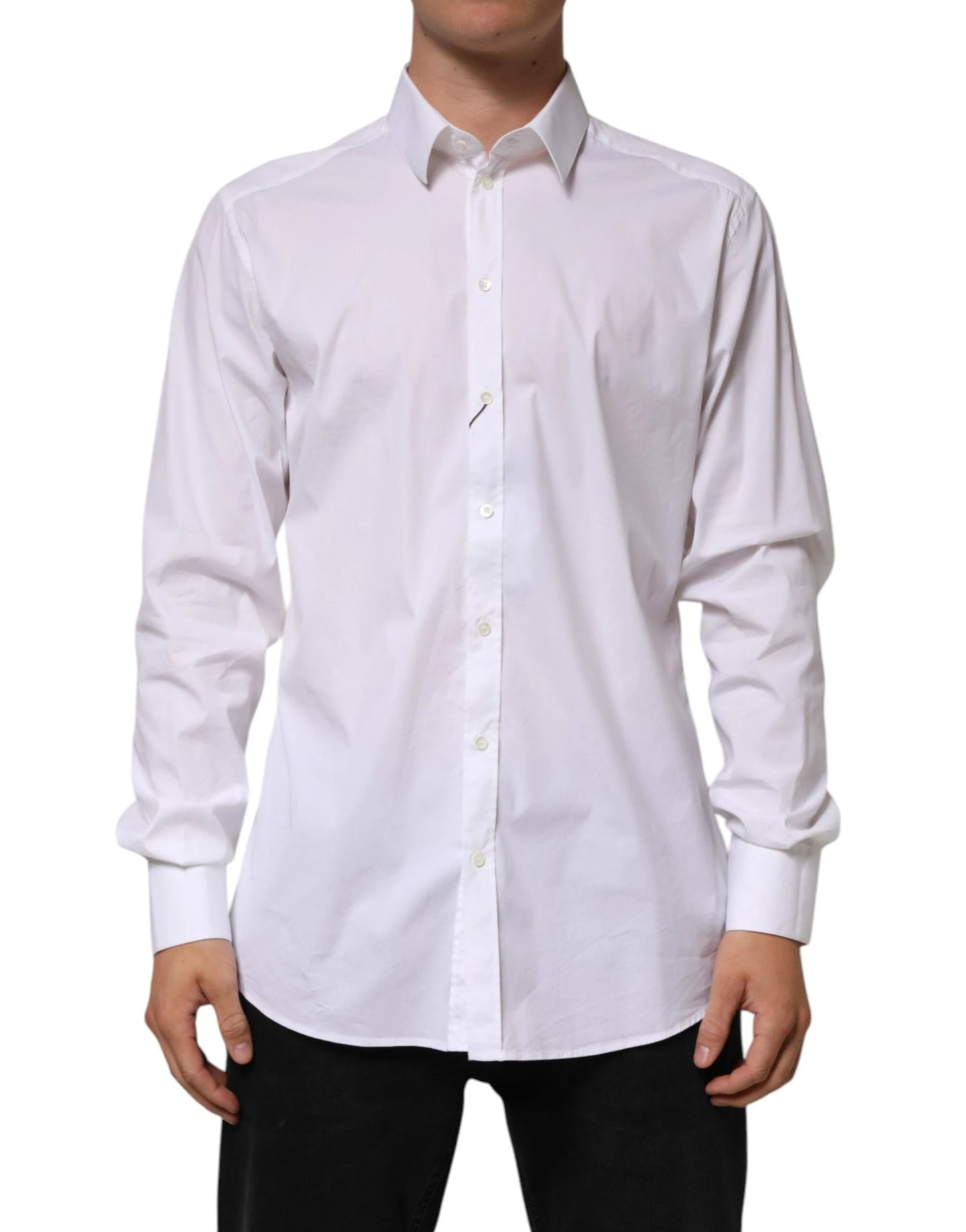 Dolce & Gabbana White Cotton GOLD Long Sleeves Formal Shirt by Dolce & Gabbana