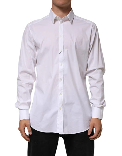 Dolce & Gabbana White Cotton GOLD Long Sleeves Formal Shirt by Dolce & Gabbana