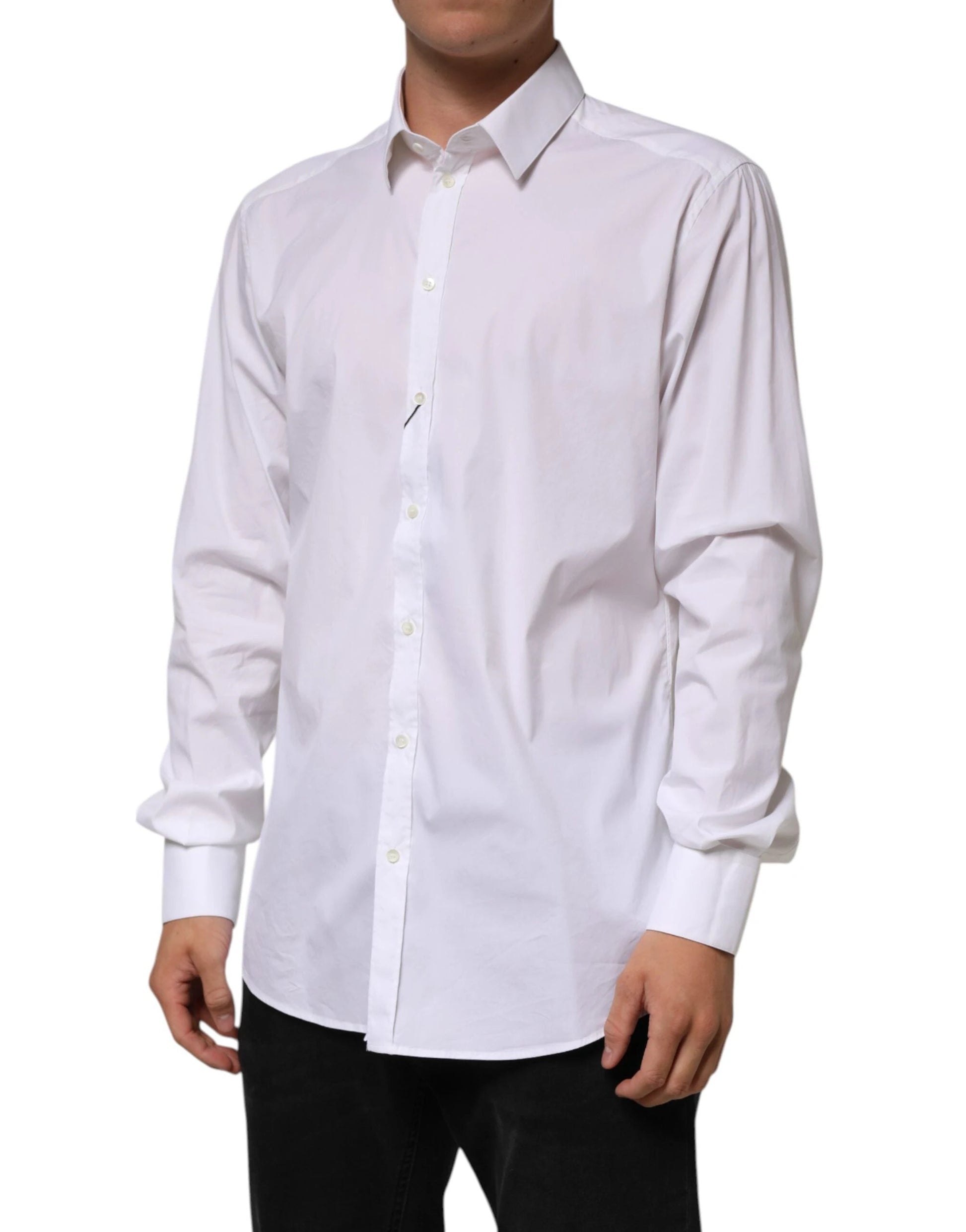 Dolce & Gabbana White Cotton GOLD Long Sleeves Formal Shirt by Dolce & Gabbana