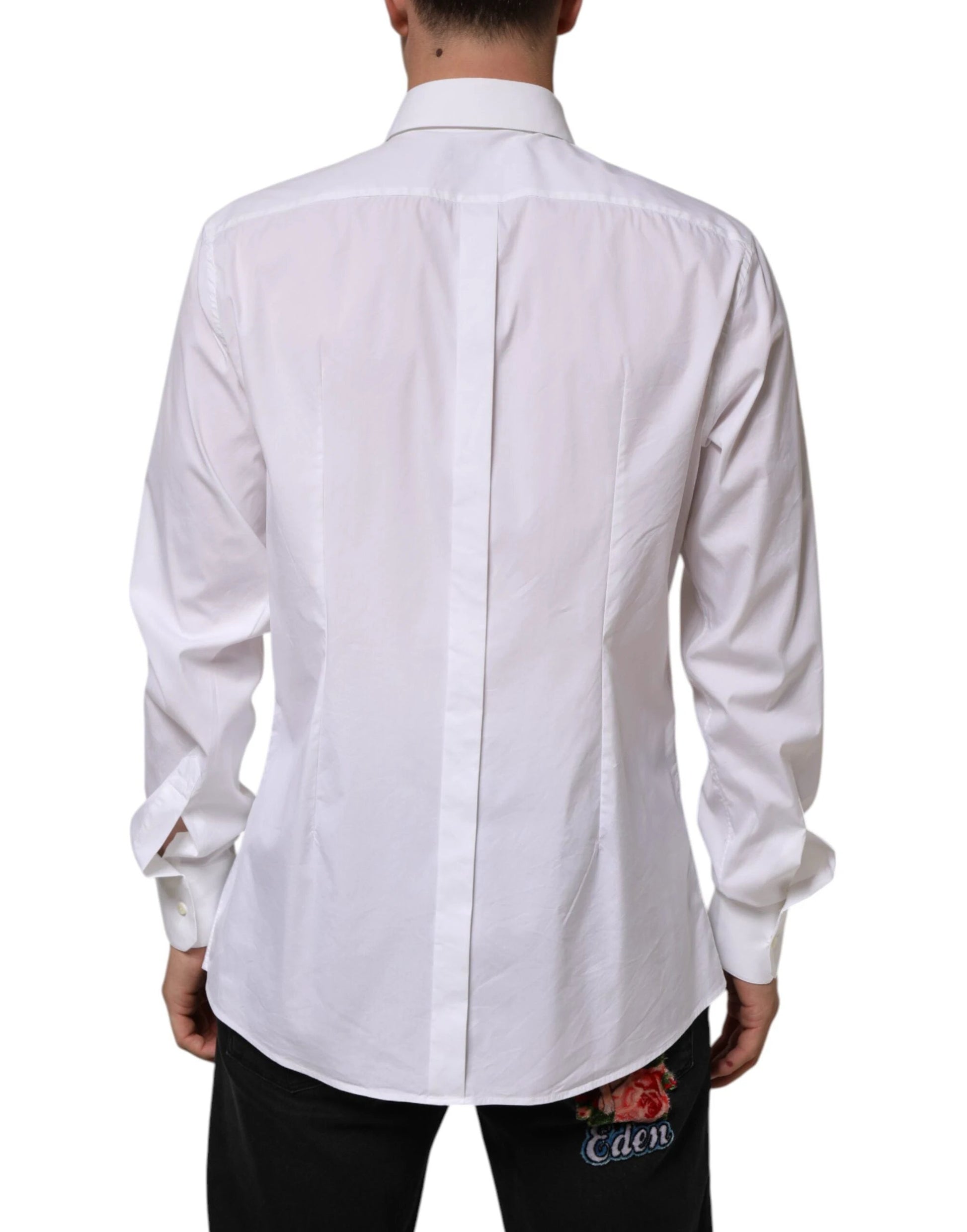 Dolce & Gabbana White Cotton GOLD Long Sleeves Formal Shirt by Dolce & Gabbana