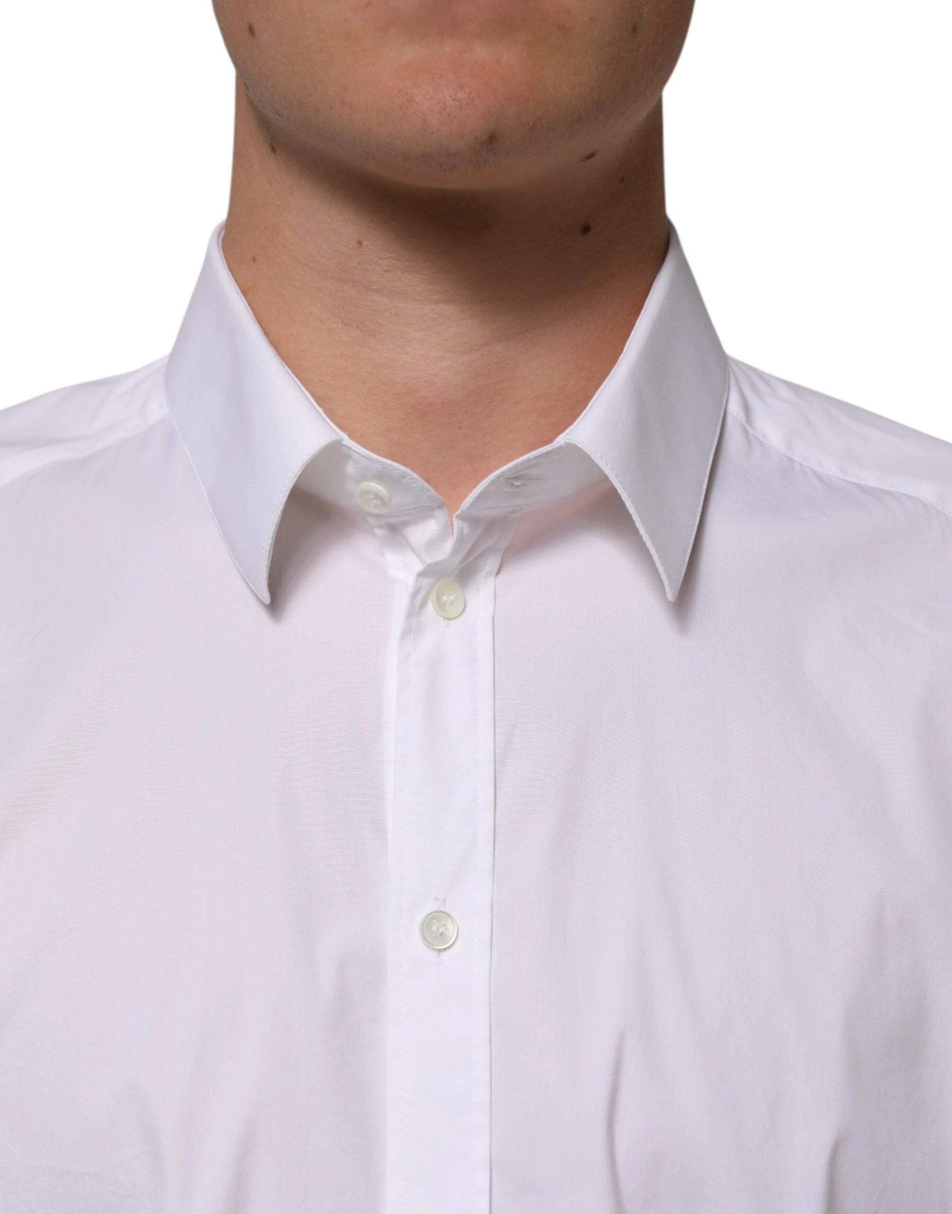 Dolce & Gabbana White Cotton GOLD Long Sleeves Formal Shirt by Dolce & Gabbana