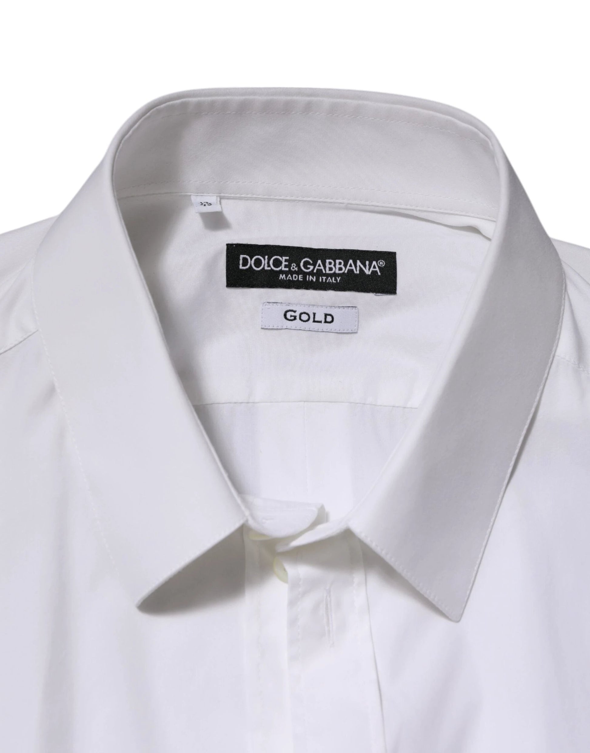 Dolce & Gabbana White Cotton GOLD Long Sleeves Formal Shirt by Dolce & Gabbana