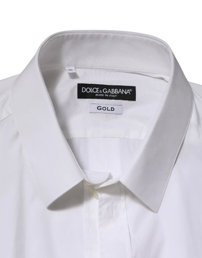 Dolce & Gabbana White Cotton GOLD Long Sleeves Formal Shirt by Dolce & Gabbana