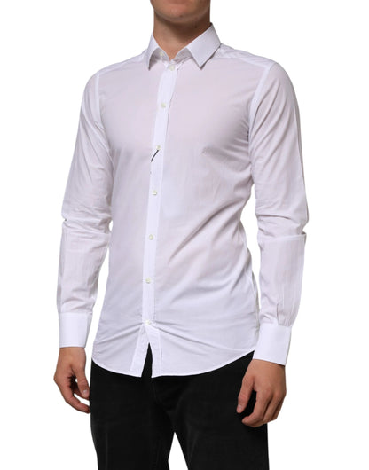 Dolce & Gabbana White Cotton GOLD Formal Men Longsleeves Shirt by Dolce & Gabbana