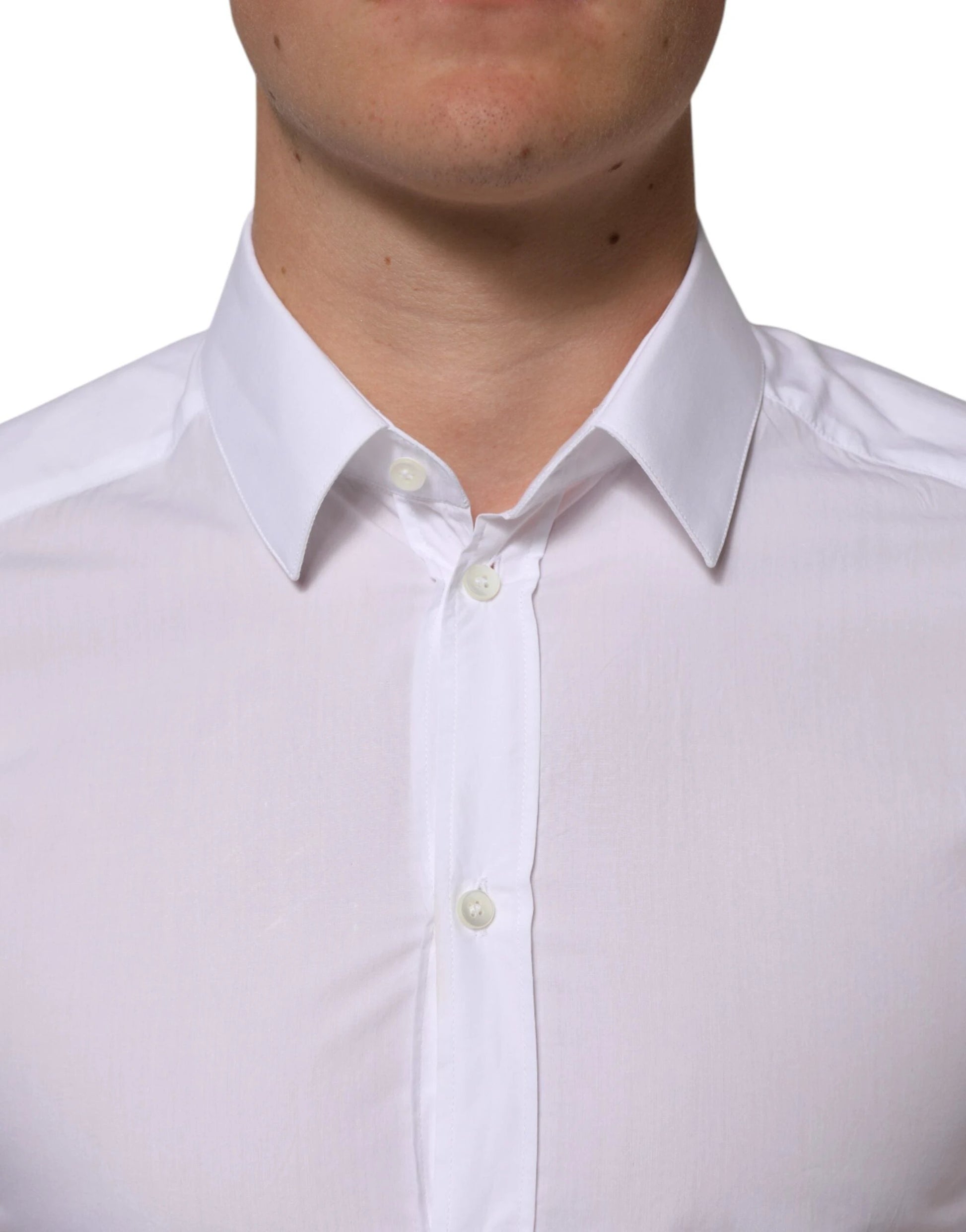 Dolce & Gabbana White Cotton GOLD Formal Men Longsleeves Shirt by Dolce & Gabbana