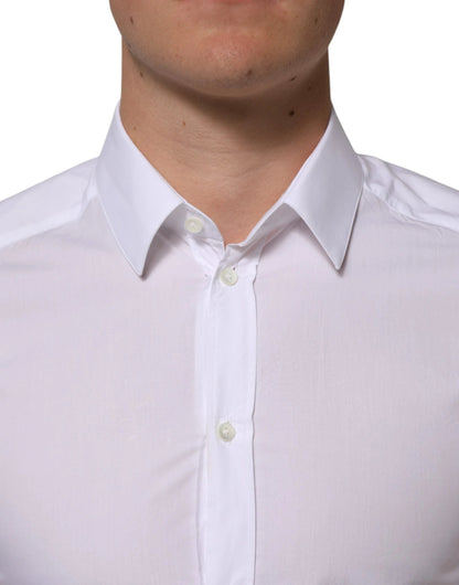 Dolce & Gabbana White Cotton GOLD Formal Men Longsleeves Shirt by Dolce & Gabbana