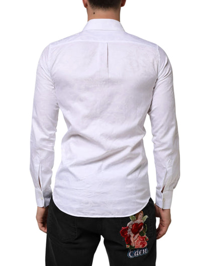 Dolce & Gabbana White Cotton MARTINI Paisley Jacquard Shirt by Dolce & Gabbana