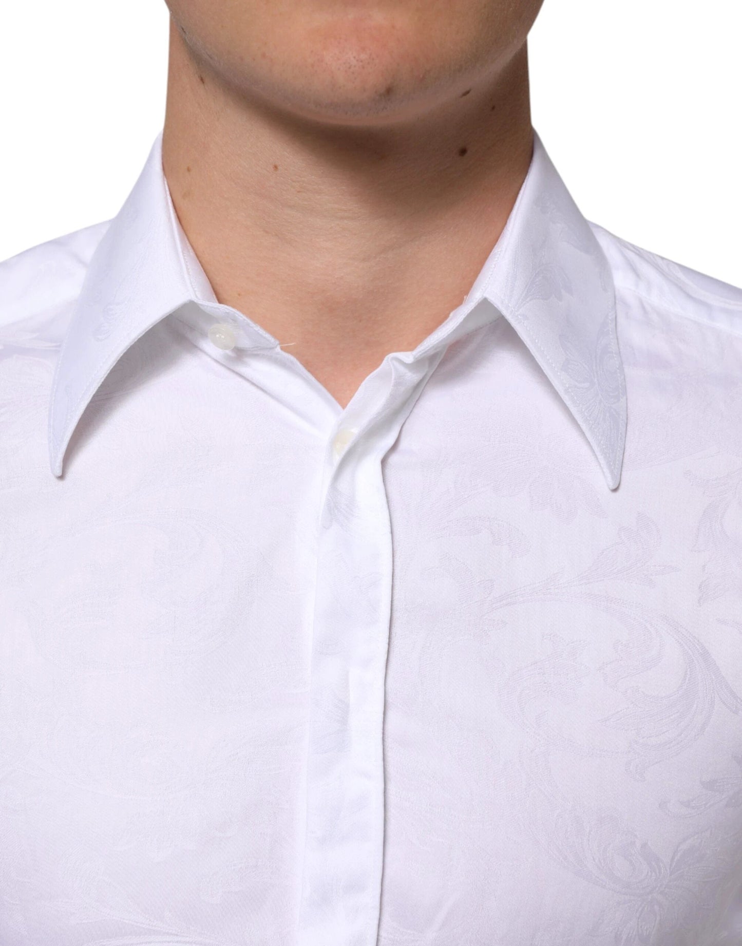 Dolce & Gabbana White Cotton MARTINI Paisley Jacquard Shirt by Dolce & Gabbana