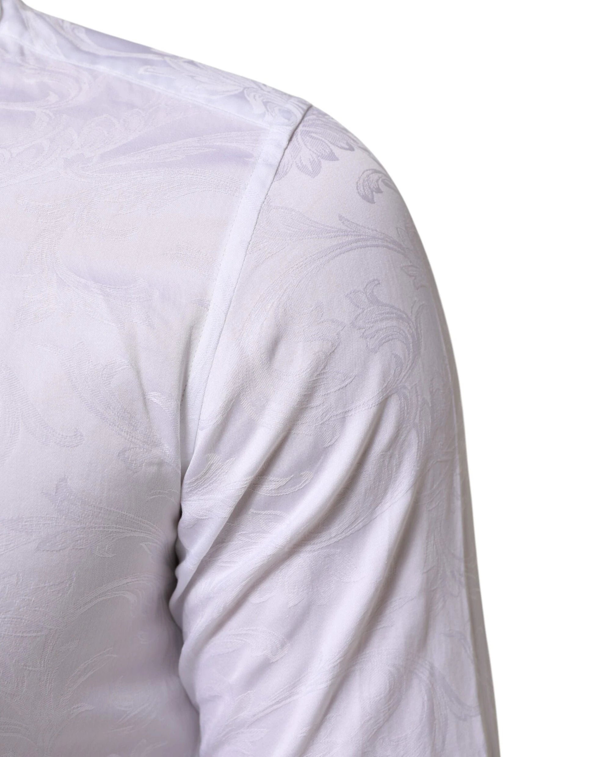 Dolce & Gabbana White Cotton MARTINI Paisley Jacquard Shirt by Dolce & Gabbana