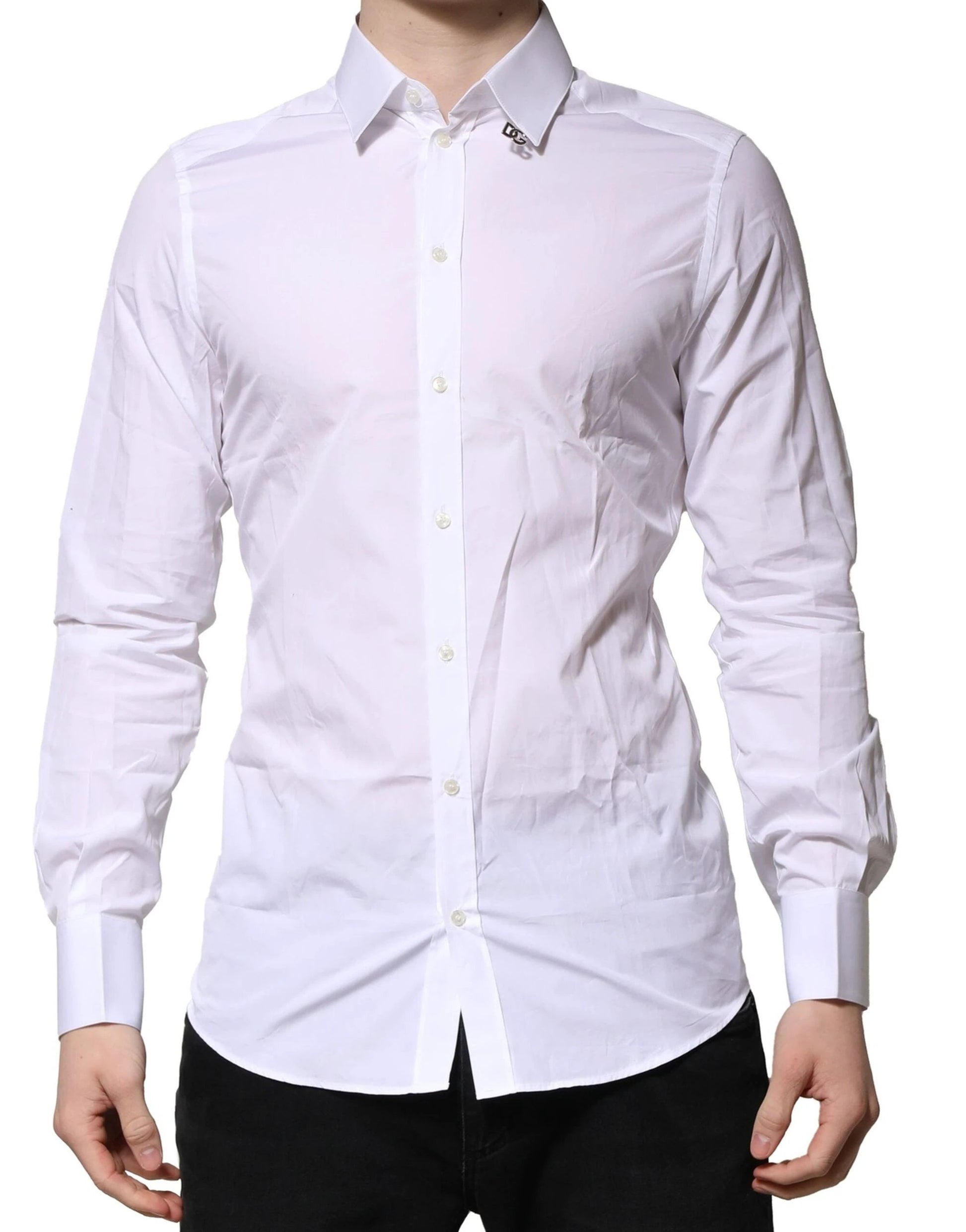 Dolce & Gabbana White Cotton GOLD Long Sleeves Formal Shirt by Dolce & Gabbana