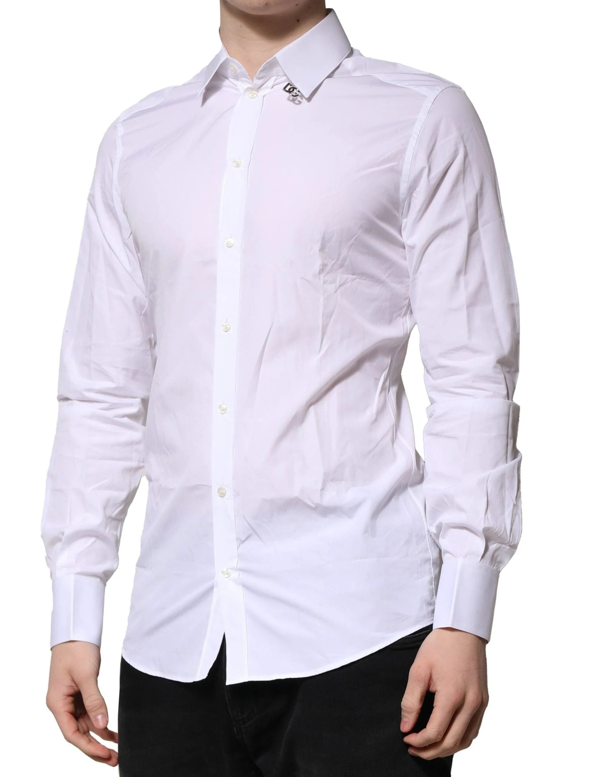 Dolce & Gabbana White Cotton GOLD Long Sleeves Formal Shirt by Dolce & Gabbana