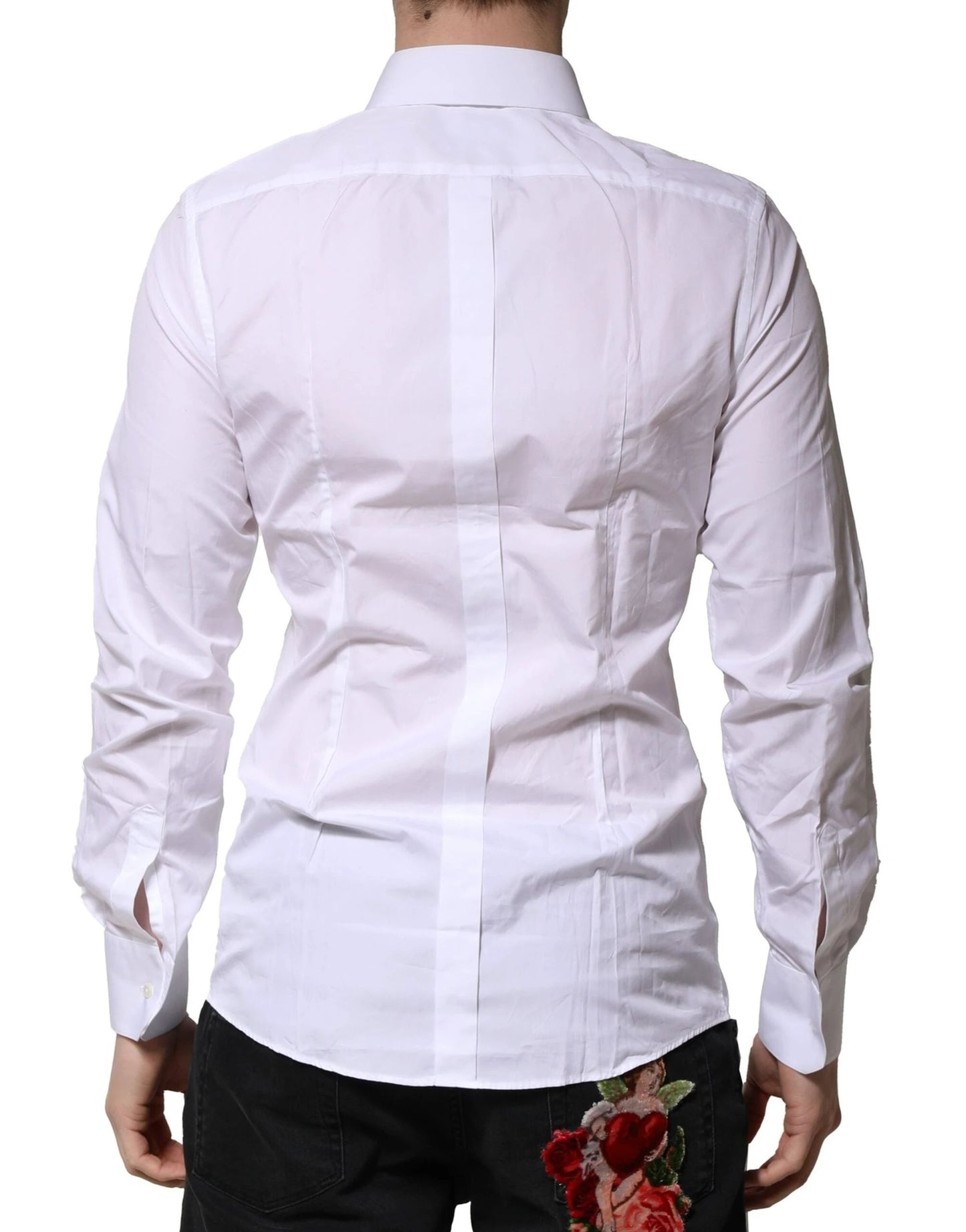 Dolce & Gabbana White Cotton GOLD Long Sleeves Formal Shirt by Dolce & Gabbana