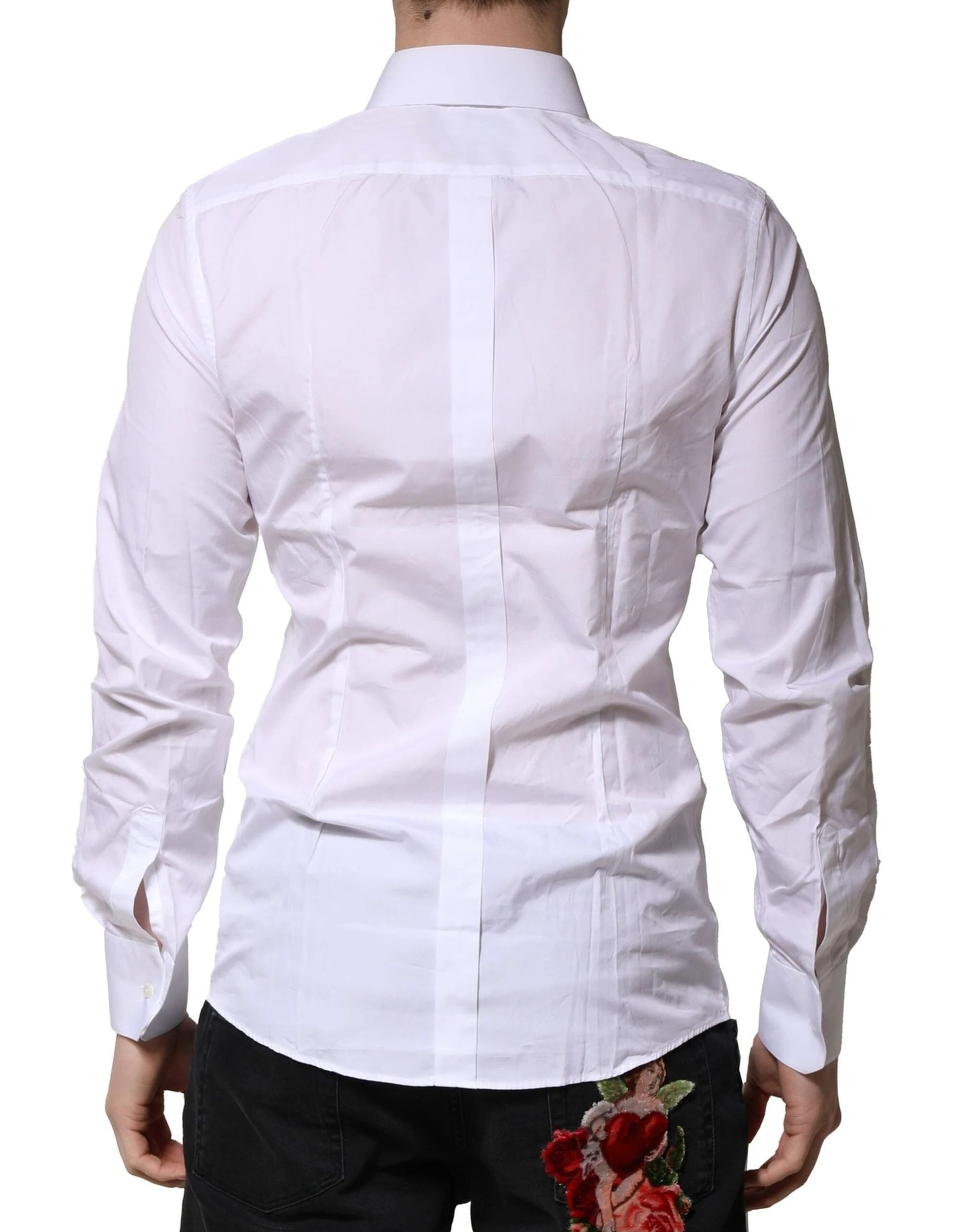 Dolce & Gabbana White Cotton GOLD Long Sleeves Formal Shirt by Dolce & Gabbana