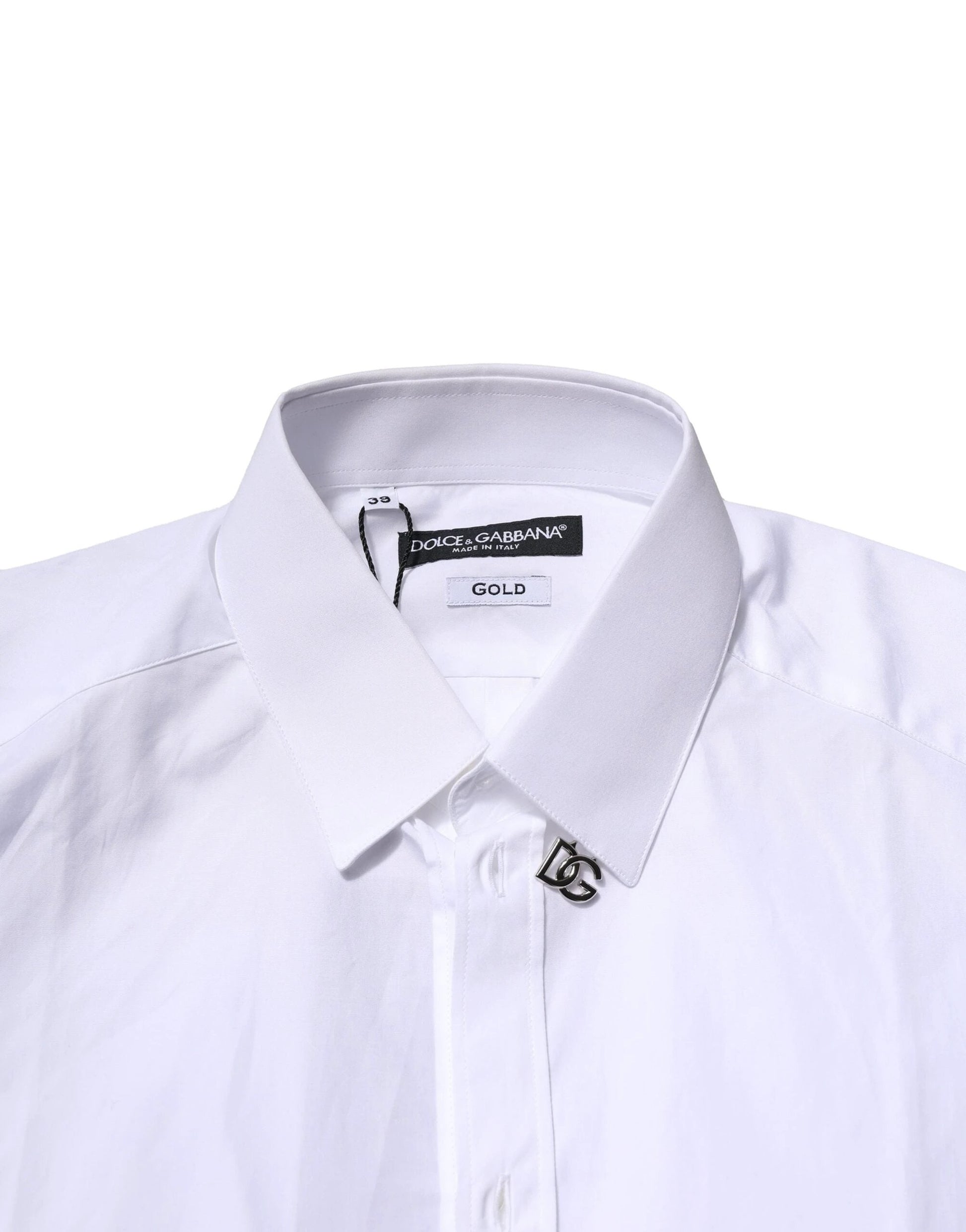 Dolce & Gabbana White Cotton GOLD Long Sleeves Formal Shirt by Dolce & Gabbana