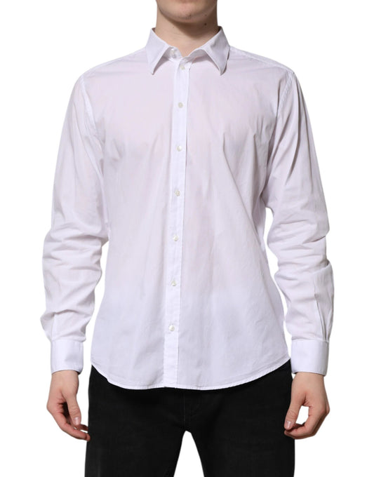 Dolce & Gabbana White Cotton STAFF Long Sleeves Forma Shirt by Dolce & Gabbana