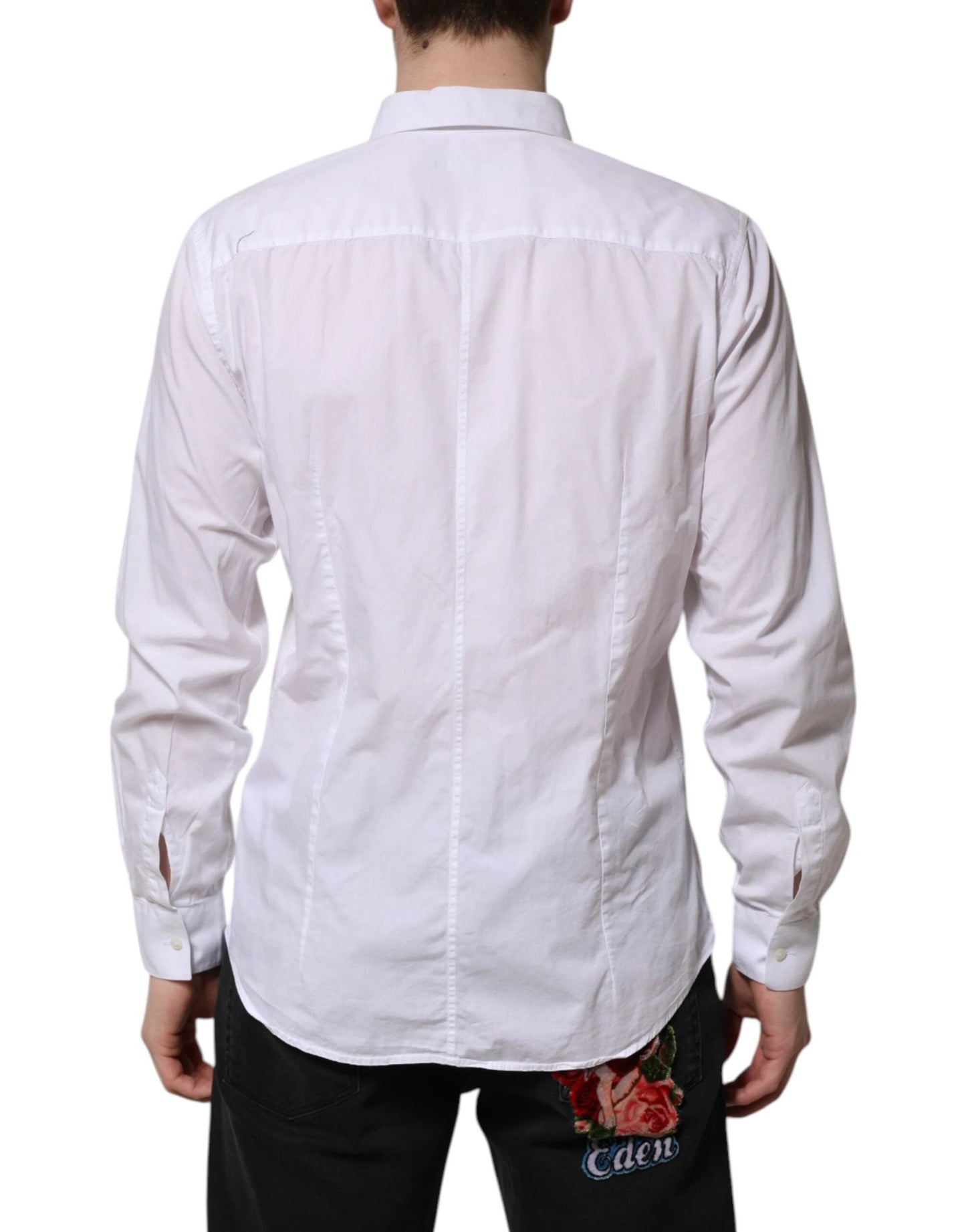 Dolce & Gabbana White Cotton STAFF Long Sleeves Forma Shirt by Dolce & Gabbana