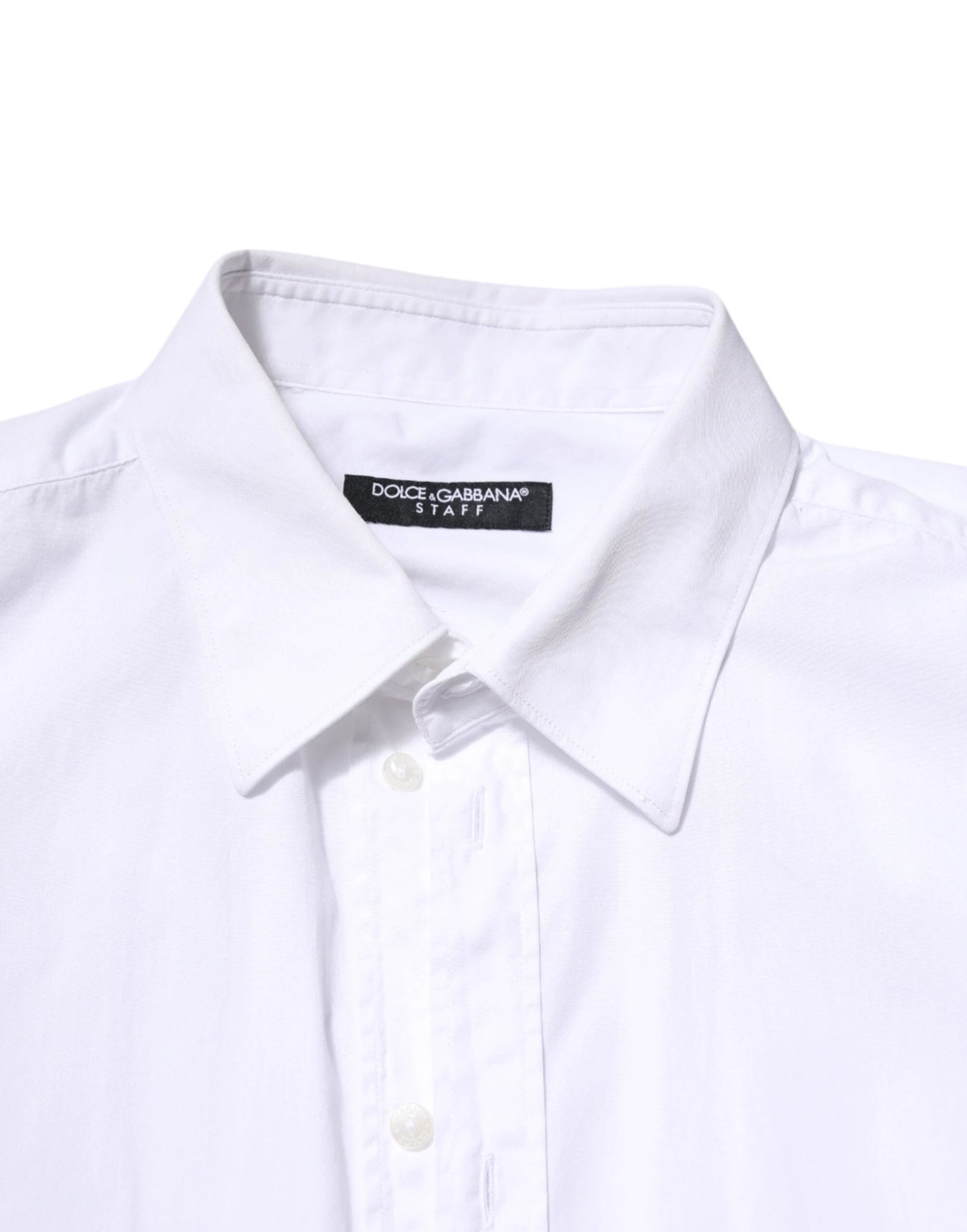 Dolce & Gabbana White Cotton STAFF Long Sleeves Forma Shirt by Dolce & Gabbana