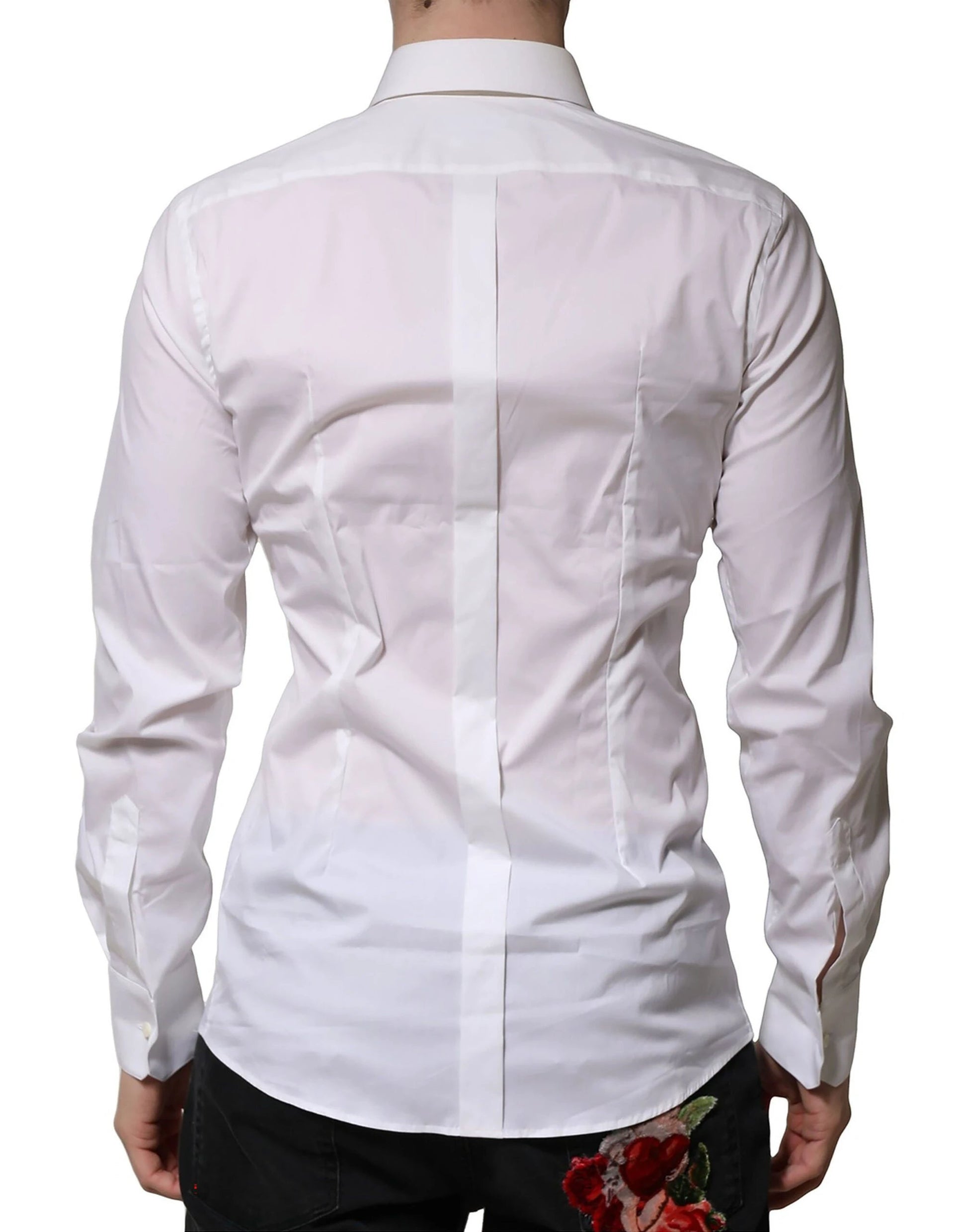 Dolce & Gabbana White Cotton GOLD Long Sleeves Formal Shirt by Dolce & Gabbana