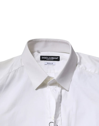 Dolce & Gabbana White Cotton GOLD Long Sleeves Formal Shirt by Dolce & Gabbana