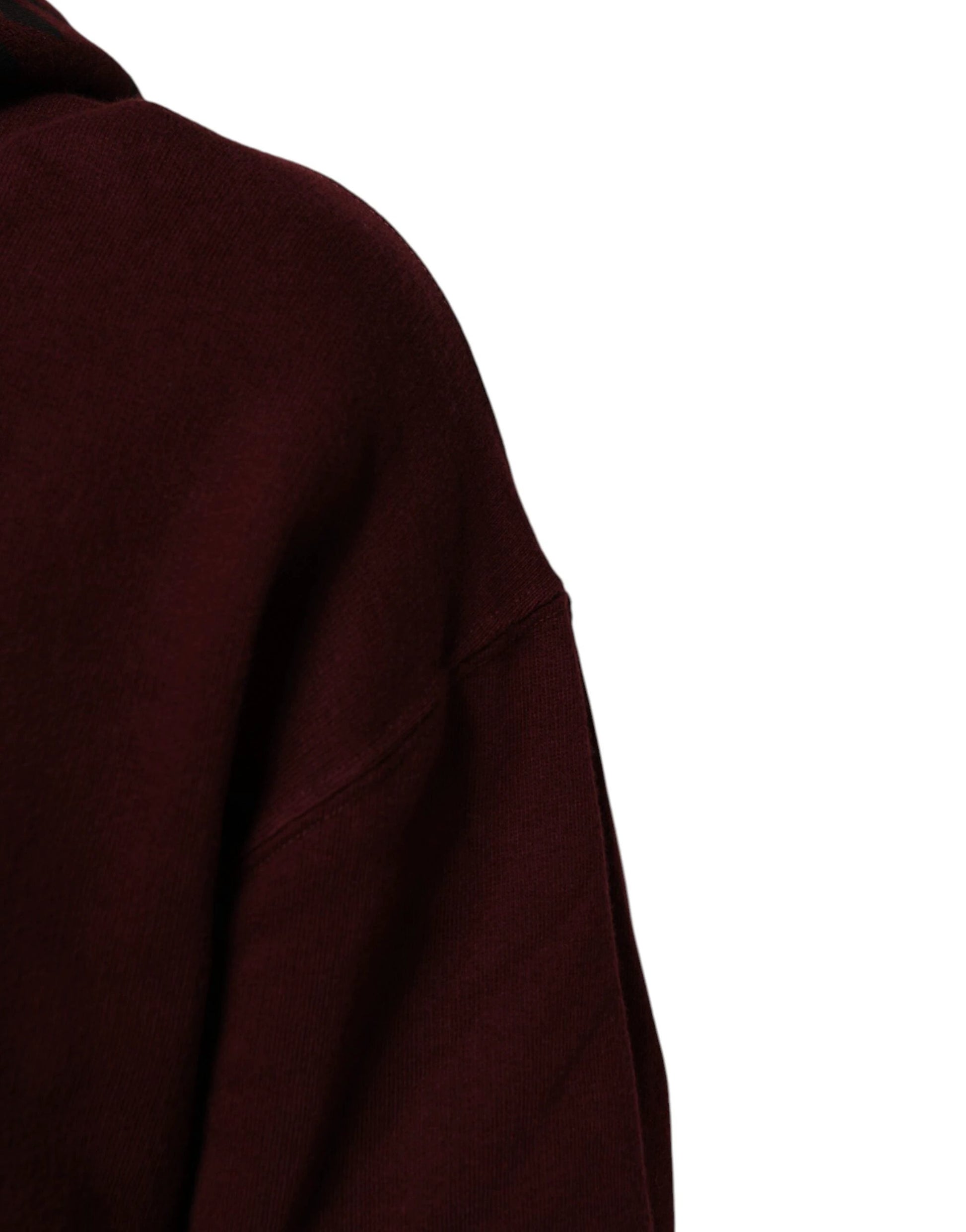 Dolce & Gabbana Burgundy Cotton Plaid Lined Men Hoodie Sweater by Dolce & Gabbana