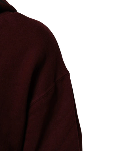Dolce & Gabbana Burgundy Cotton Plaid Lined Men Hoodie Sweater by Dolce & Gabbana
