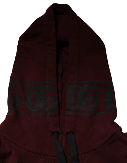 Dolce & Gabbana Burgundy Cotton Plaid Lined Men Hoodie Sweater by Dolce & Gabbana