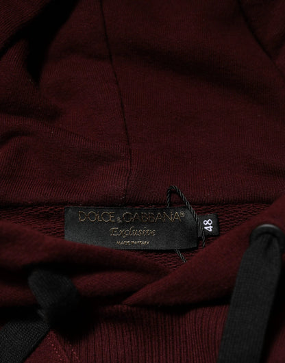 Dolce & Gabbana Burgundy Cotton Plaid Lined Men Hoodie Sweater by Dolce & Gabbana