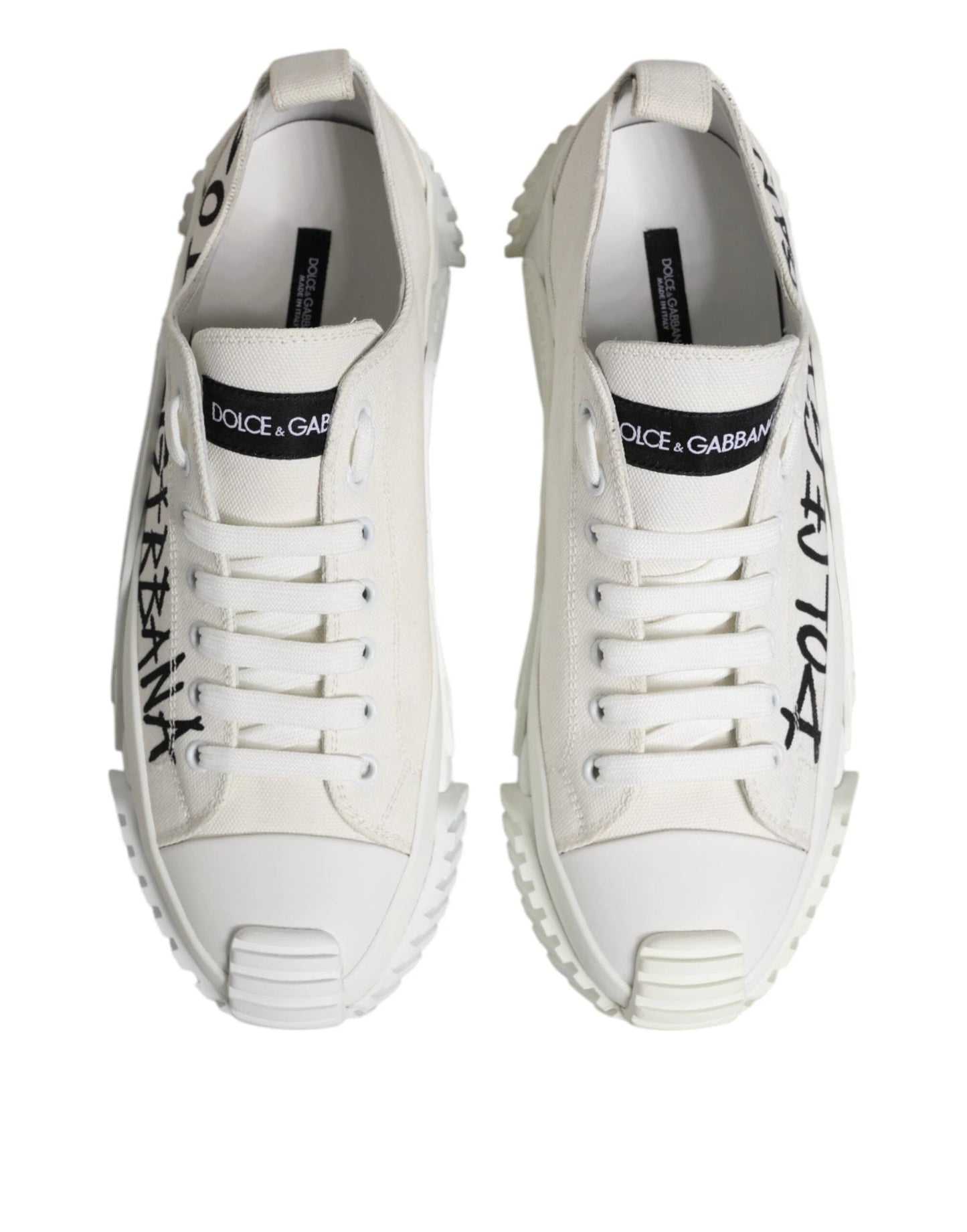 Dolce & Gabbana White Logo Graffiti Low Top Sneakers Shoes by Dolce & Gabbana
