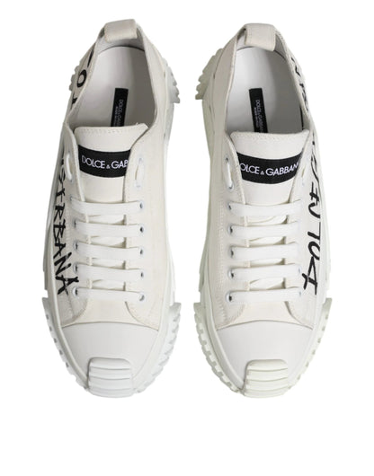 Dolce & Gabbana White Logo Graffiti Low Top Sneakers Shoes by Dolce & Gabbana