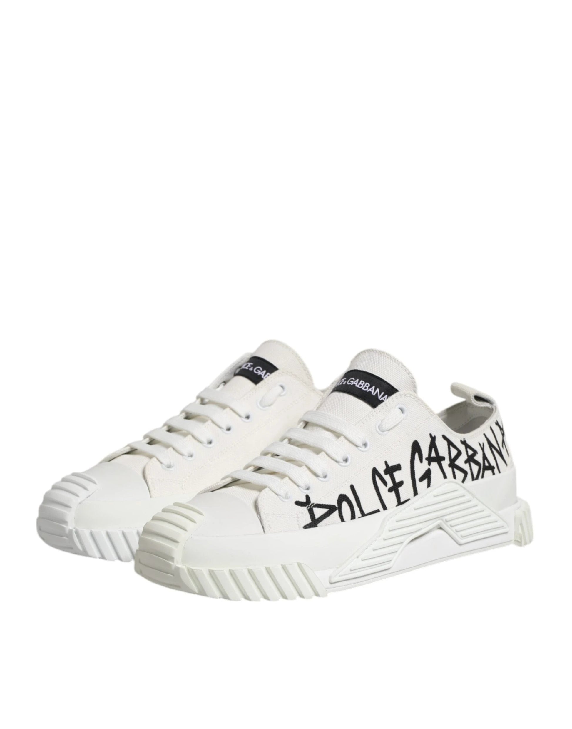 Dolce & Gabbana White Logo Graffiti Low Top Sneakers Shoes by Dolce & Gabbana