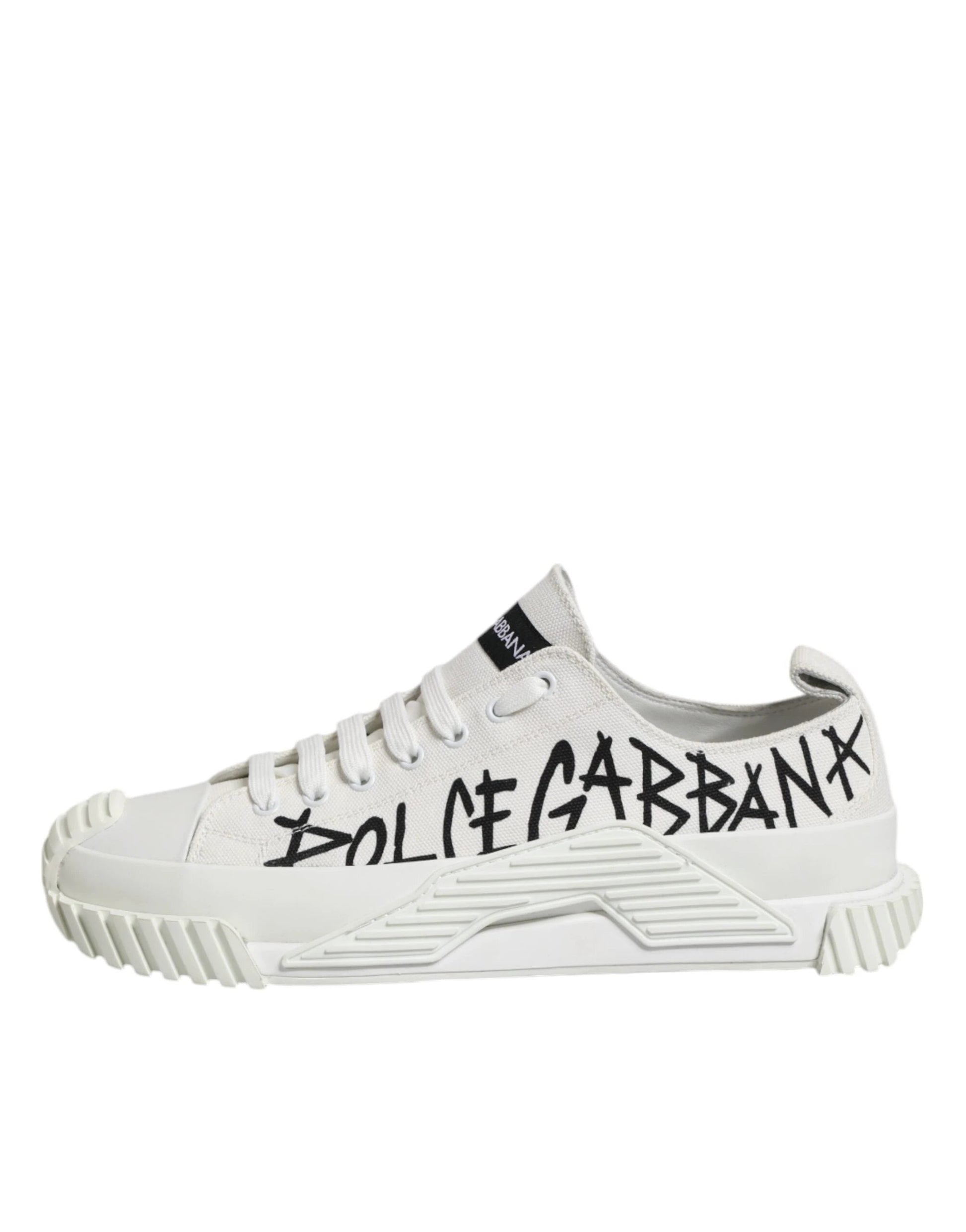 Dolce & Gabbana White Logo Graffiti Low Top Sneakers Shoes by Dolce & Gabbana