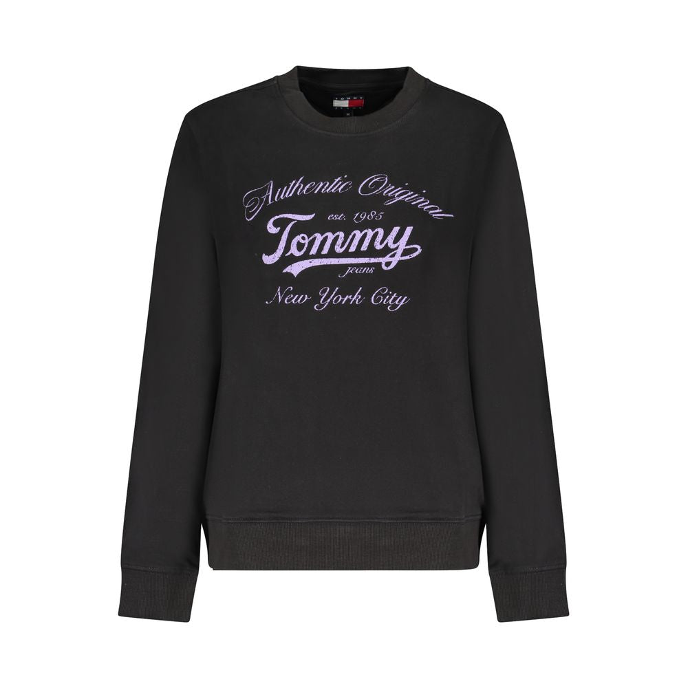 Sweat-shirt Tommy Hilfiger femme col rond en coton noir – TO-39475
