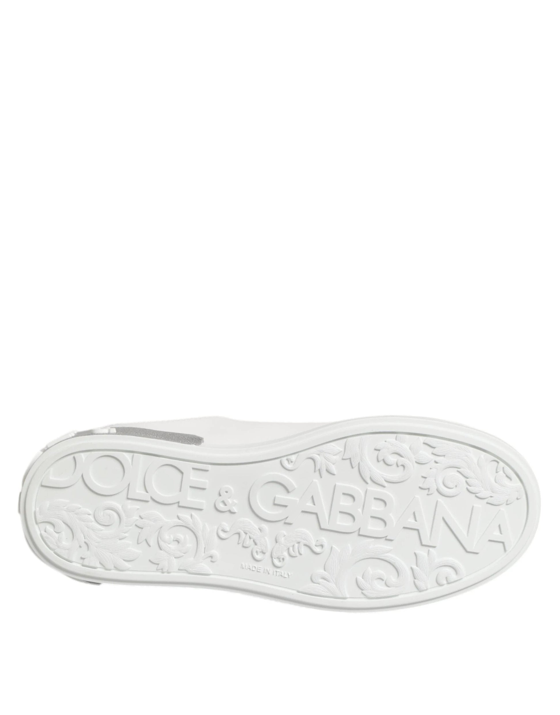 Dolce & Gabbana White Purple Leather Low Top Sneakers Shoes by Dolce & Gabbana