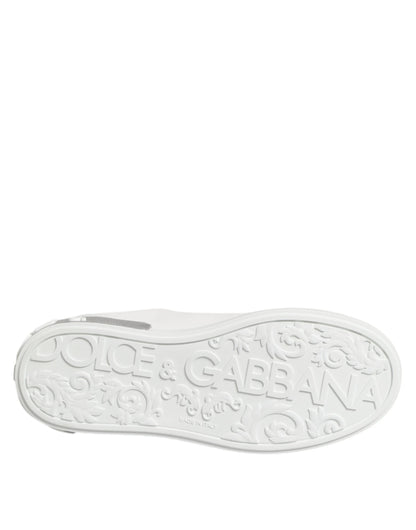 Dolce & Gabbana White Purple Leather Low Top Sneakers Shoes by Dolce & Gabbana