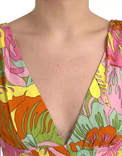 Dolce & Gabbana Multicolor Floral Silk Flared Mini Dress by Dolce & Gabbana