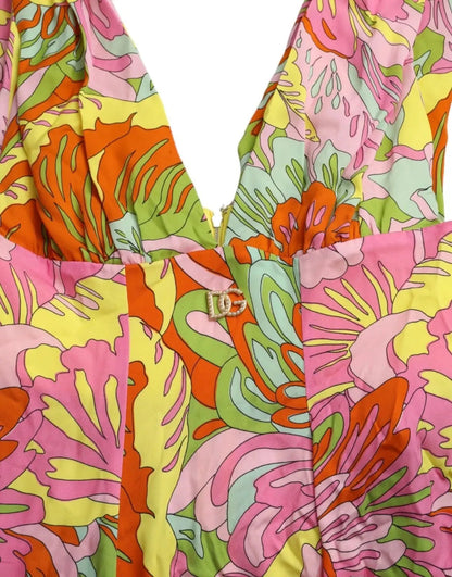 Dolce & Gabbana Multicolor Floral Silk Flared Mini Dress by Dolce & Gabbana