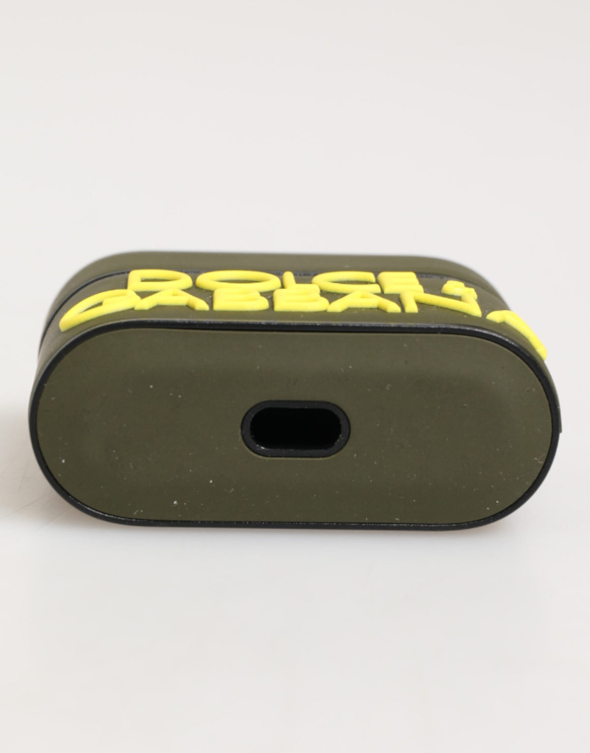 Étui AirPods Dolce & Gabbana mixte logo en relief vert kaki et jaune – SMY11108