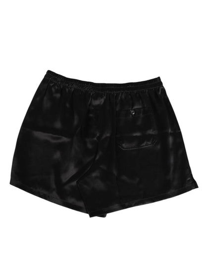 Dolce & Gabbana Black Silk Satin Elastic Men Boxer Short Swimwear by Dolce & Gabbana
