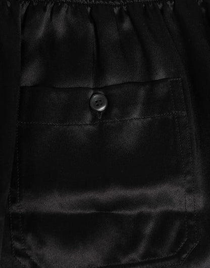 Dolce & Gabbana Black Silk Satin Elastic Men Boxer Short Swimwear by Dolce & Gabbana