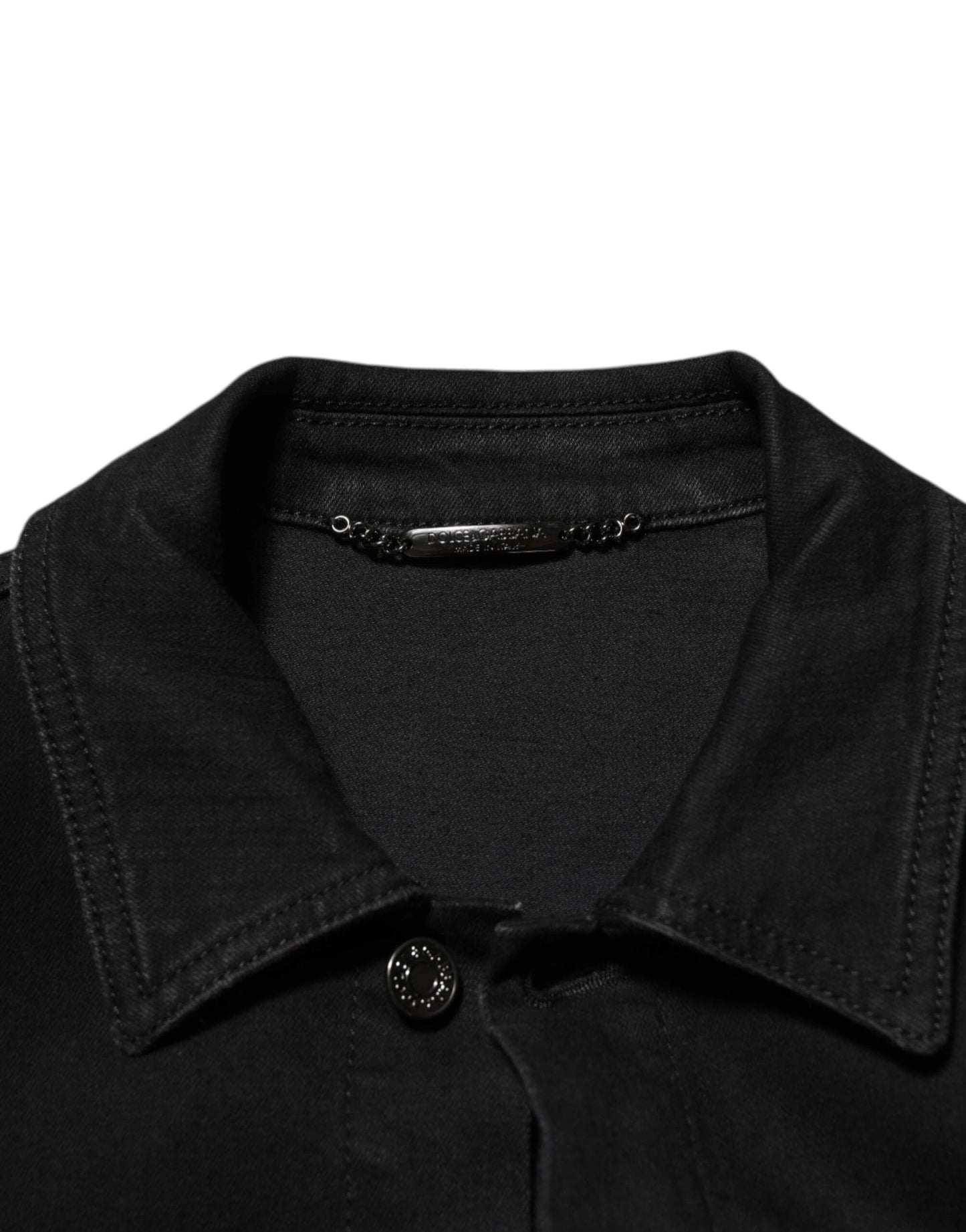 Dolce & Gabbana Black Cotton Denim Stretch Button Up Jacket by Dolce & Gabbana
