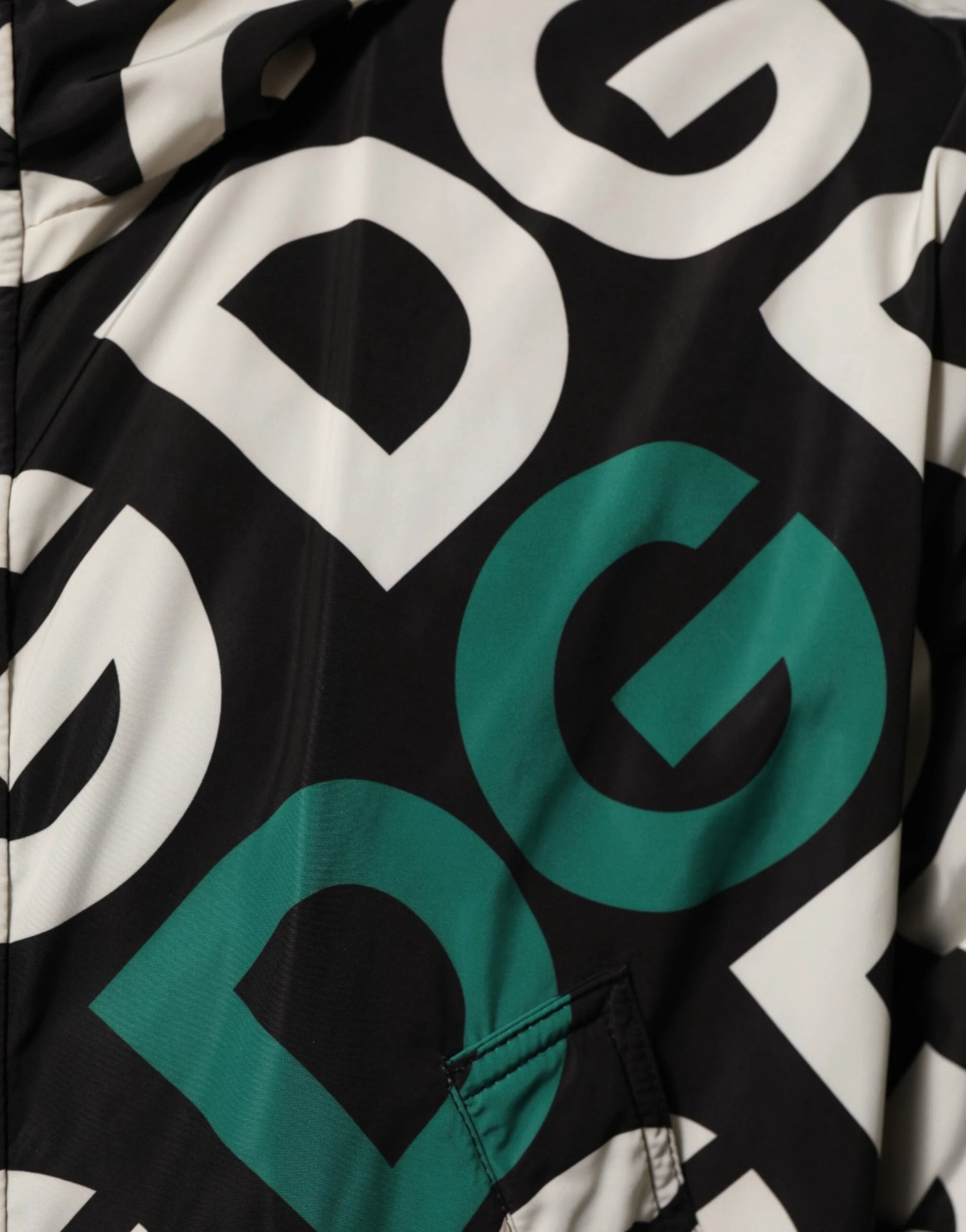 Dolce & Gabbana Black White Logo Print Hooded Coat Men Jacket by Dolce & Gabbana